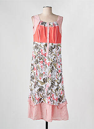 Robe longue imprimé fleurs sans manche rouge S.QUISE femme
