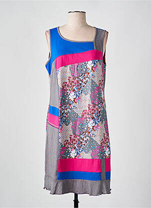 Robe mi-longue imprimé fleurs sans manche rose S.QUISE femme