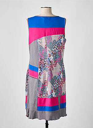 Robe mi-longue imprimé fleurs sans manche rose S.QUISE femme