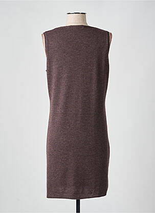 Robe pull tissage chiné sans manche marron PLACE À PART femme