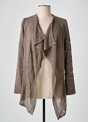 Gilet manches longues stretch marron DUGER femme