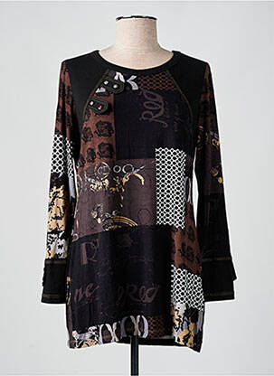 Tunique manches longues imprimé fantaisie noir S.QUISE femme