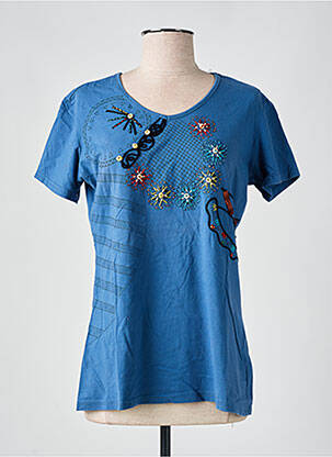 T-shirt col v manches courtes bleu S.QUISE femme