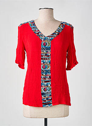 Top tissage crêpe manches courtes rouge S.QUISE femme