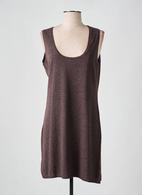 Robe pull marron PLACE À PART pour femme