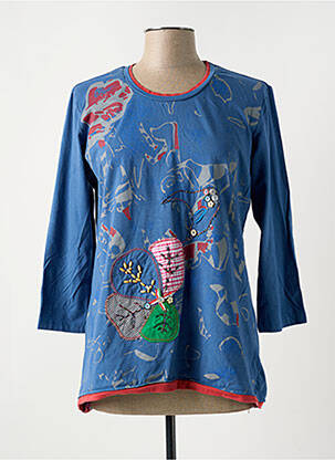 T-shirt manches 3/4 manches 3/4 bleu S.QUISE femme