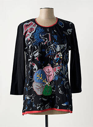 T-shirt stretch manches 3/4 noir S.QUISE femme