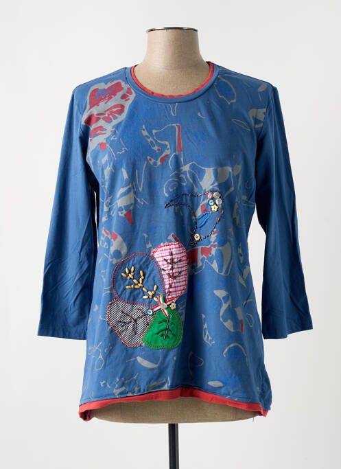 T-shirt stretch manches 3/4 bleu S.QUISE femme
