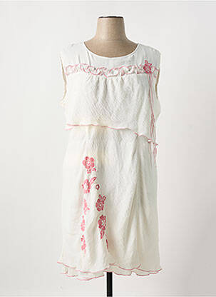 Robe mi-longue imprimé fleurs sans manche blanc S.QUISE femme