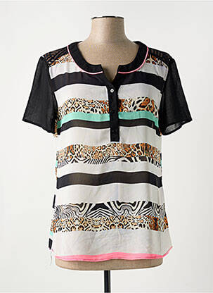 T-shirt coupe cintrée manches courtes noir S.QUISE femme