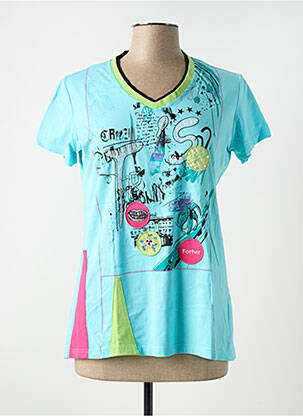 T-shirt imprimé fantaisie manches courtes bleu S.QUISE femme