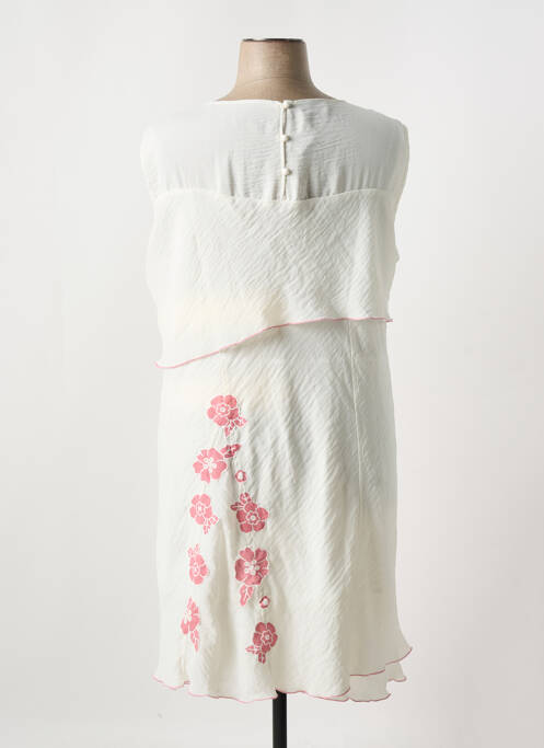 Robe mi-longue imprimé fleurs sans manche blanc S.QUISE femme