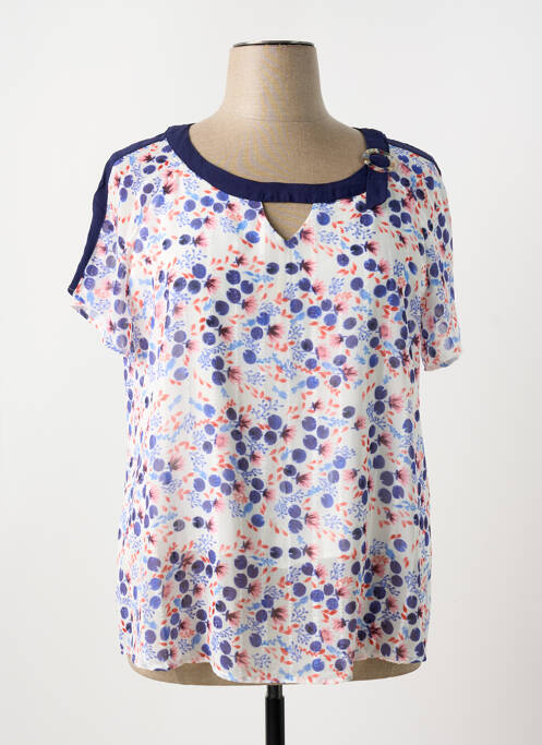 Blouse tissage popeline manches courtes blanc S.QUISE femme