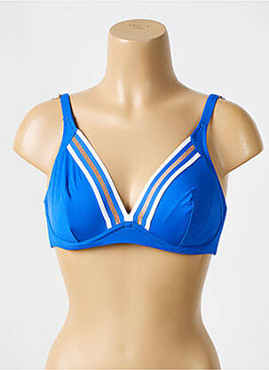 Haut de maillot de bain stretch haut soutien-gorge emboitant bleu LISE CHARMEL femme