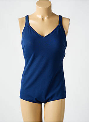 Maillot de bain 1 pièce effet matière satinée haut soutien-gorge moulé bleu TRIUMPH femme