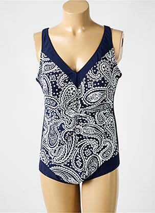 Maillot de bain 1 pièce effet matière satinée haut soutien-gorge avec mousse de rembourrage amovible bleu ANITA femme