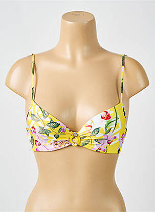 Haut de maillot de bain stretch haut soutien-gorge moulé jaune LISE CHARMEL femme