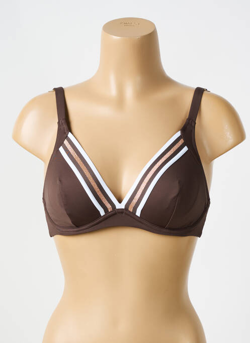Haut de maillot de bain stretch haut soutien-gorge emboitant marron LISE CHARMEL femme