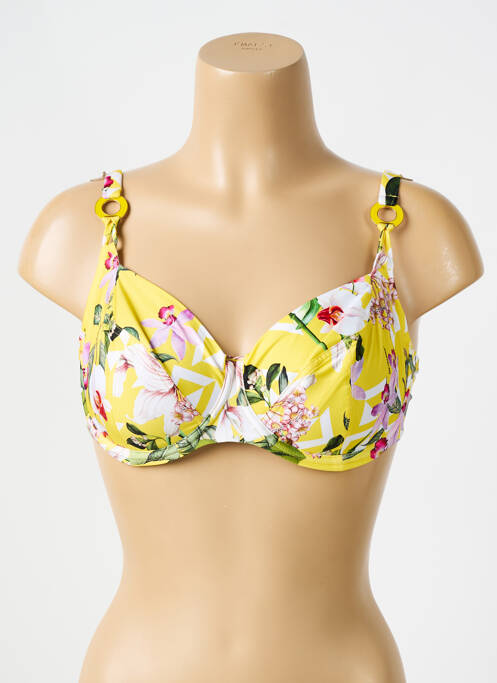 Haut de maillot de bain stretch haut soutien-gorge emboitant jaune LISE CHARMEL femme
