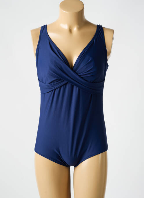 Maillot de bain 1 pièce effet matière satinée haut soutien-gorge emboitant bleu ANTIGEL femme