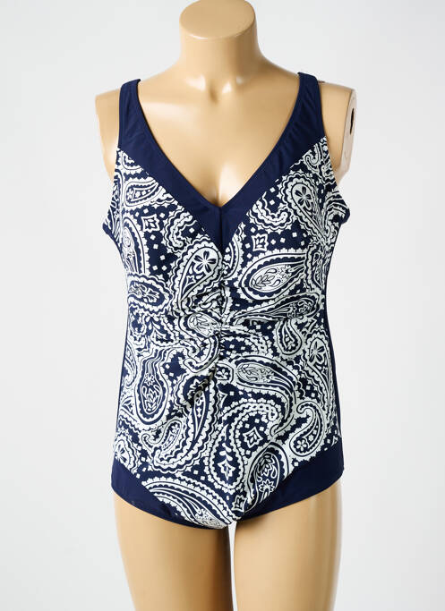 Maillot de bain 1 pièce effet matière satinée haut soutien-gorge avec mousse de rembourrage amovible bleu ANITA femme
