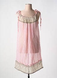 Robe mi-longue coupe fluide fines bretelles rose REDSOUL femme