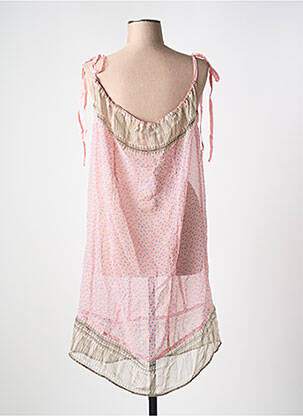 Robe mi-longue imprimé fleurs fines bretelles rose REDSOUL femme