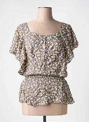 Blouse tissage popeline manches courtes gris REDSOUL femme