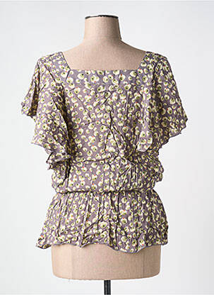Blouse tissage popeline manches courtes gris REDSOUL femme