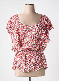 Blouse imprimé fleurs manches courtes rouge REDSOUL femme
