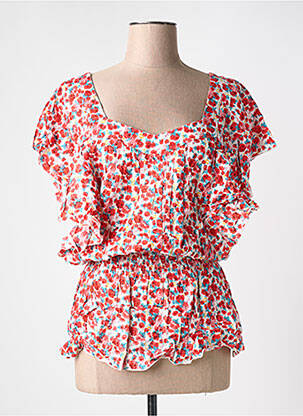 Blouse imprimé fleurs manches courtes rouge RED SOUL femme