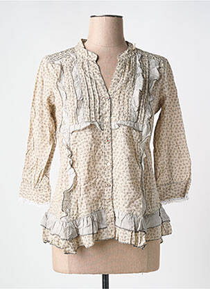 Chemisier imprimé fleurs manches longues beige REDSOUL femme