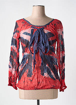 Blouse légère et transparente manches longues rouge REDSOUL femme