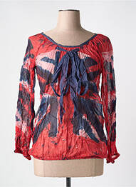 Blouse légère et transparente manches longues rouge REDSOUL femme