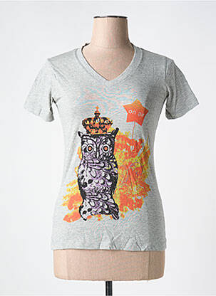 T-shirt col v manches courtes gris RED SOUL femme