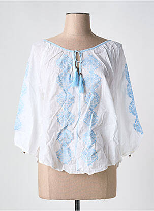 Blouse légère et transparente manches 3/4 blanc REDSOUL femme