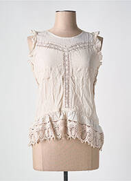 Top coupe cintrée sans manche beige REDSOUL femme