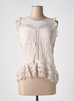 Top coupe cintrée sans manche beige REDSOUL femme