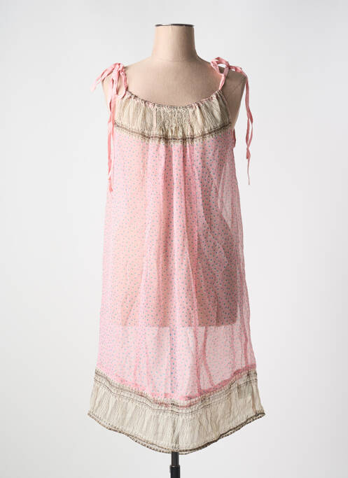Robe mi-longue coupe fluide fines bretelles rose REDSOUL femme