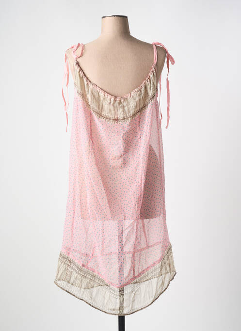 Robe mi-longue coupe fluide fines bretelles rose REDSOUL femme