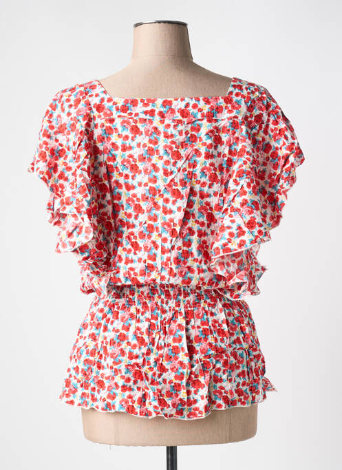 Blouse imprimé fleurs manches courtes rouge REDSOUL femme