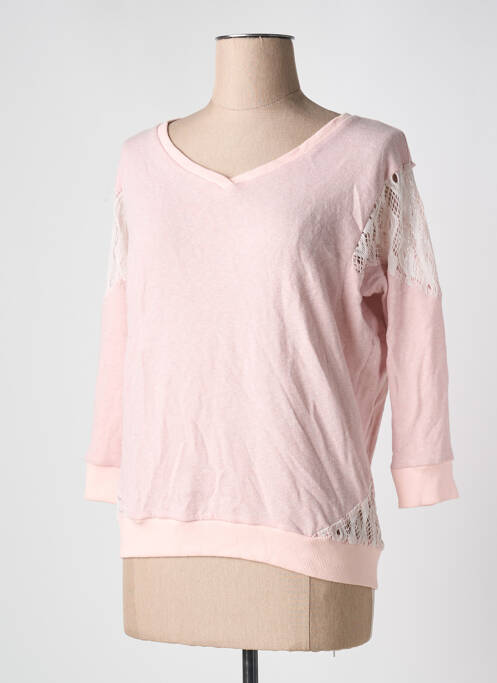 Sweat-shirt stretch manches 3/4 rose REDSOUL femme