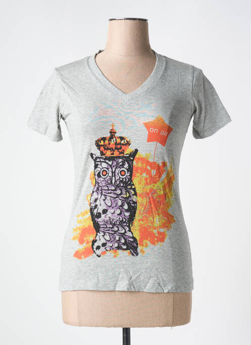 T-shirt col v manches courtes gris REDSOUL femme