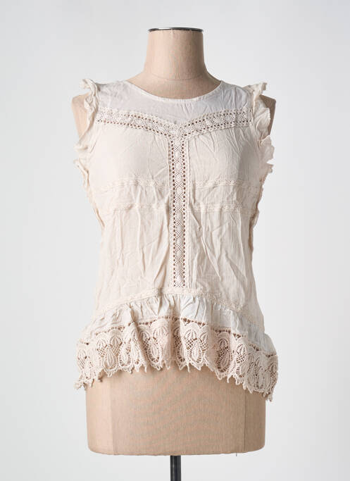 Top coupe cintrée sans manche beige REDSOUL femme