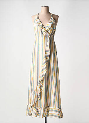 Robe longue manches bretelles ajustables fines bretelles beige MOLLY BRACKEN femme
