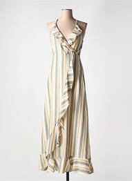 Robe longue manches bretelles ajustables fines bretelles beige MOLLY BRACKEN femme