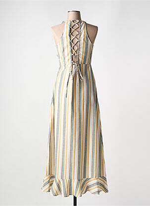 Robe longue manches bretelles ajustables fines bretelles beige MOLLY BRACKEN femme