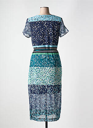 Robe longue imprimé fantaisie manches courtes bleu GRIFFON femme