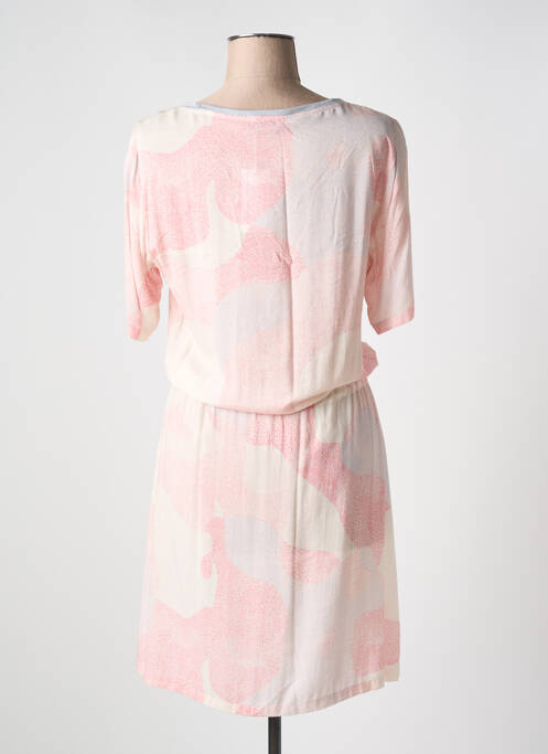 Robe mi-longue imprimé fantaisie manches courtes rose TBS femme