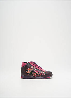 Bottillons tissage satiné bout rond violet MINIBEL fille